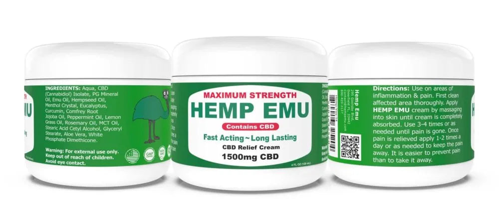 HEMP EMU Clinical CBD Relief Cream: 1500mg